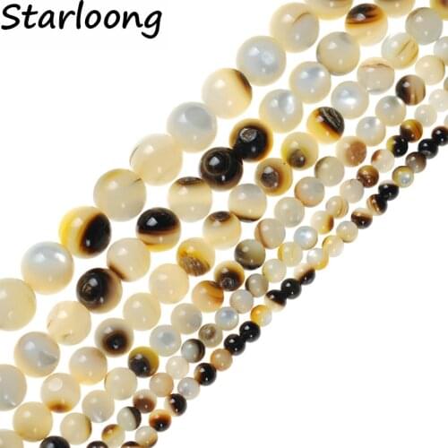 Natural Round The Mother of Pearl Black Shell Beads For DIY Jewelry Making 4-10mm 15inches Strand Bead Bracelet Necklace Crafts