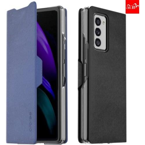 Bonnet Stand Case for Samsung Galaxy Z Fold2 Fold 2 5G SM-F916B SM-F916N Saffiano Leather Magnetic Closure Full Protection