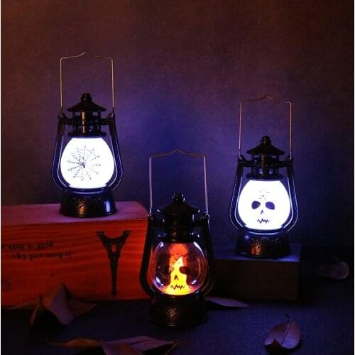 Halloween Decoration Lantern Lamp Retro Portable Led Light Haunted House Bar Dress Up Props Desktop Ornaments Party Supplies