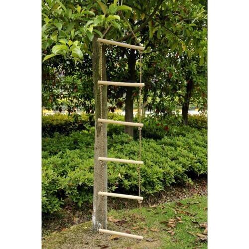 Playground Climbing Wooden Rope Ladder for Kids Indoor/Outdoor - 5.7 Feet Length, 30KG Load Bearing