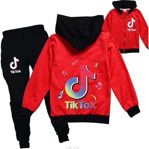 TIK TOK Childrens Clothing Spring Fall Baby Girls Thin Hooded Jacket Pants 2 PCS/Boys Group Casual Sportswear