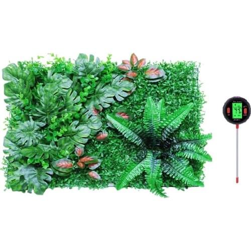 Artificial Green Plant Mats Hedges,Greenery Wall Backdrop & 5 in 1 PH Water Moisture Meter Humidity Thermometer CNIM Hot