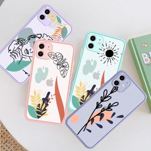 GYKZ Fashion Abstract Art Face Flower Phone Case For iPhone X 7 11 Pro XS MAX SE 2020 XR 8 6s Plus Shockproof Cover Matte Fundas