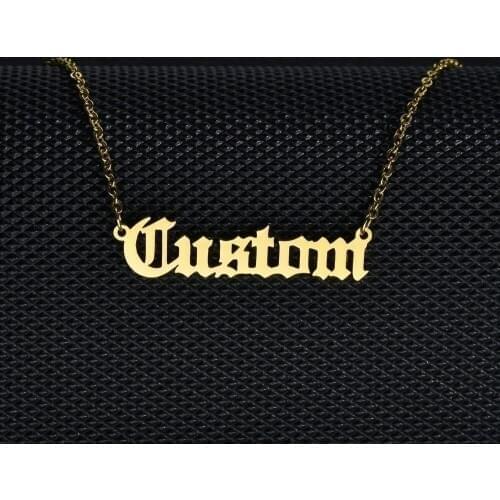 Personalized Customized Name Necklaces Custom Namplate Necklace Stainless Steel Old English Style Personalized Jewelry Girl Gift