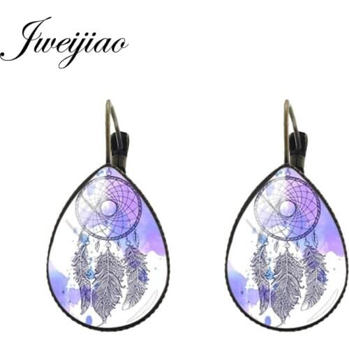 JWEIJIAO Dreamcatcher Tassel Feather Leaves Dangle Tear water-drop Ear Clip Earrings Ethnic Bohemian Women Jewelry DH101