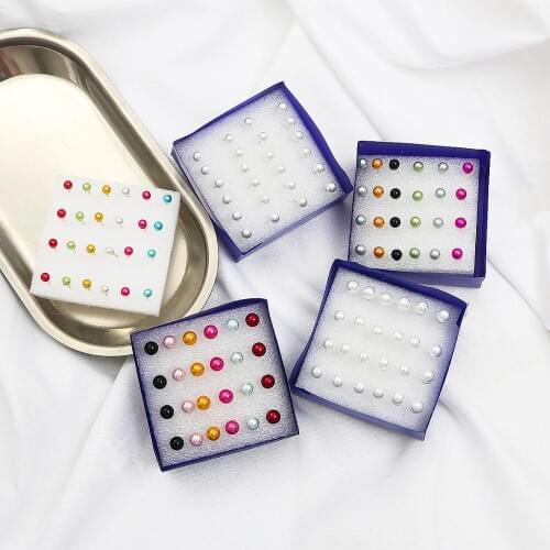 12Pairs Korean Version Imitation Pearl Stud Earrings Set For Women Girls Jewelry Accessories Piercing Earrings Kit Bijouteria