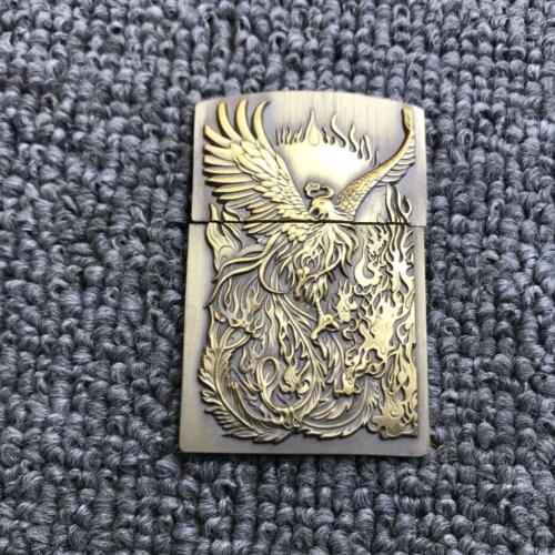Auspicious Phoenix Carving DIY Metal Badge for Kerosene Petrol Lighter Handmade Decor Accessory Smoking Gadget Fashion Man Gift