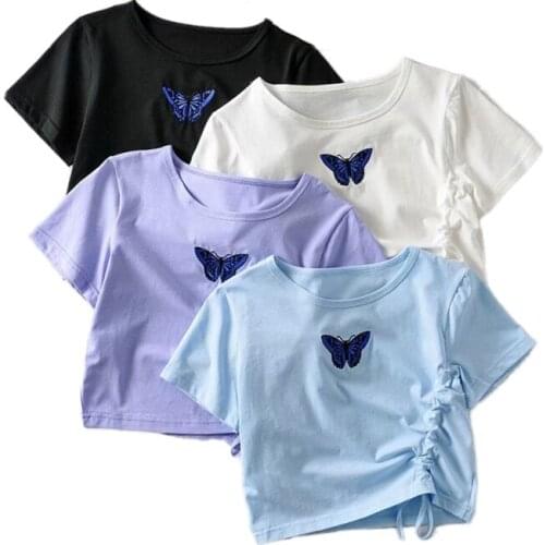 Sweet Women Soft Cotton O Neck T-shirt 2021 Summer Fashion Ladies High Street T-shirt Female Printed Straight Short T-Shirt Top