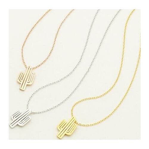 Fashion Design Cactus Pendant Necklace for Women Girls Lovely Plant Jewelry alloy Cute Prom Party Necklace nice gift