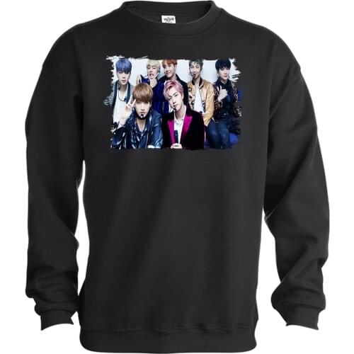 MERCHANDMANIA black sweatshirt BTS BOY WITH LUV KPOP IDOL MNET mens tracksuit streetwear brand clothing women