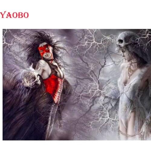 5d cross stitch Diamond Embroidery set mask woman Diamond Mosaic Full square round 3d Picture With Rhinestones Painting Decor