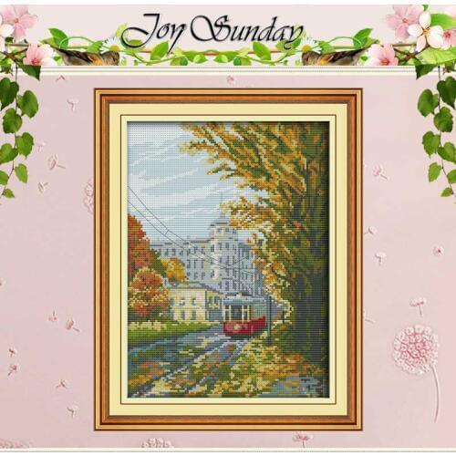 Tram Patterns Counted Cross Stitch 11CT 14CT Cross Stitch Set Wholesale DIY scenery Cross-stitch Kit Embroidery Needlework