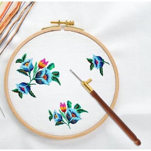 DIY Embroidery Crochet Needle Set Wood Handle Anti-Rust Beaded Embroidery Hoop Hook DIY Craft Sewing Tool Accessories