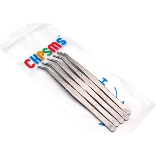 Stainless Steel 6" Deluxe Bent Tweezers long FOR THREAD PICKING / OTHER PURPOSES