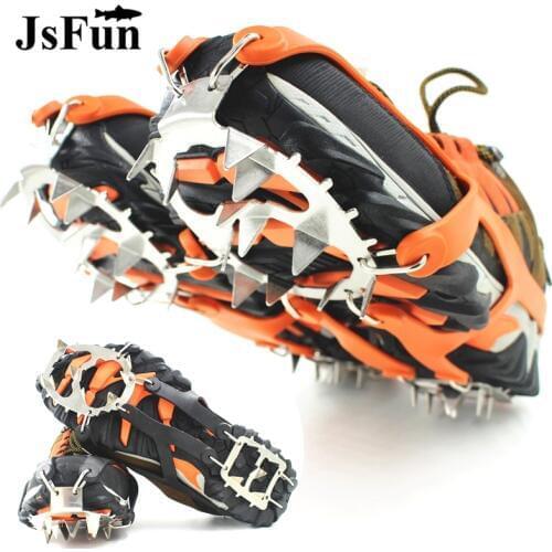 Outdoor Anti-Skid Crampons Ice Fishing Snowshoes Winter Walking 18 Teeth Crampons Gripper Spike Shoes Non-slip Shoe Covers PJ196