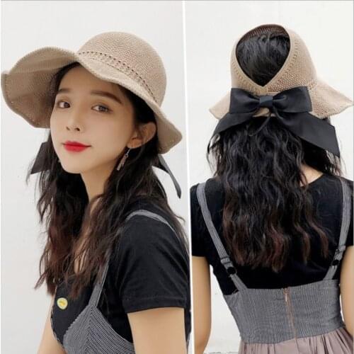 New Women Summer Visors Hat Foldable Sun Hat Wide Large Brim Beach Hats Straw Hat chapeau femme Beach UV Protection Cap