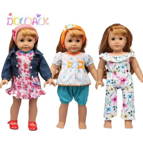 18 ''Doll Clothes Fashion Girl Cowboy Suit With Rose Long Dress Matched Red Flat-On Shoes For 43 Cm New Baby Born Dolls