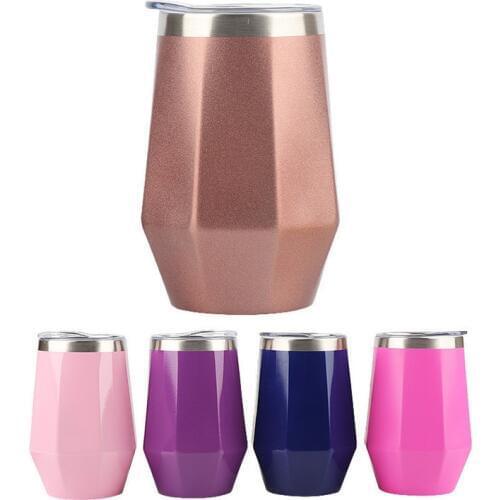 Hot sale 350ml Bpa-free Stainless steel auto Vacuum flask diamond tea milk red wine cup Portable Insulated travel coffee mug