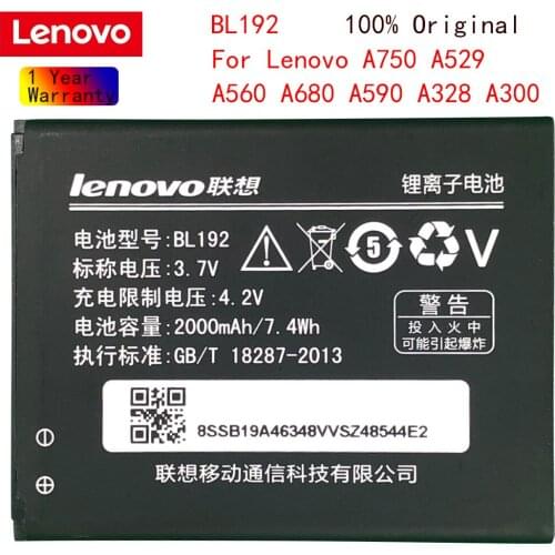 Original Lenovo Battery BL192 BL 192 Li-ion Phone Battery For Lenovo A300 A750 A328 A328T A526 A388T A529 A680 A590 A560 A505E