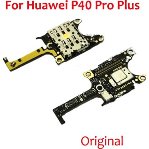 Original SIM Card Reader Socket Connector with Microphone For Huawei P40 Pro Plus ProPlus Pro+ Flex cable Replacement spare part