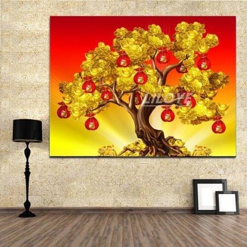Full Round /Square Diamond Embroidery money tree Diy 5D Diamond Painting Rhinestone Painting Cross Stitch mosaic picture FG1284