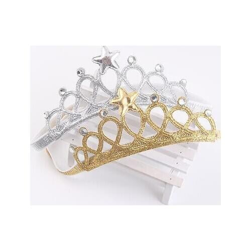 Fashin Spring and Summer Children Girls Hair Accessories Baby Hair Band Gold and silver Baby Crown Headband