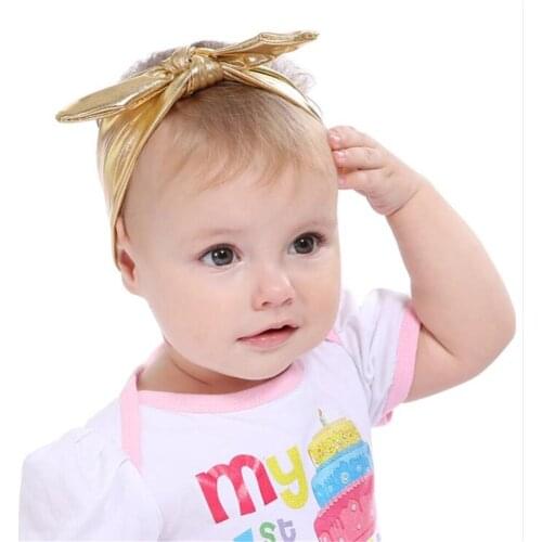 Baby Girls Shiny Bunny Headbands Children Kids Hair Accessories Hairbands Girl Bow Headbands Bowknot Headwear 7 Colors KHA201