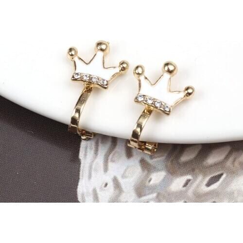 Crown With Simulated Ear Clips Earrings Non Pierced Earrings Clip On Stud Simple Mini Ear Jewelry For Kids Girls