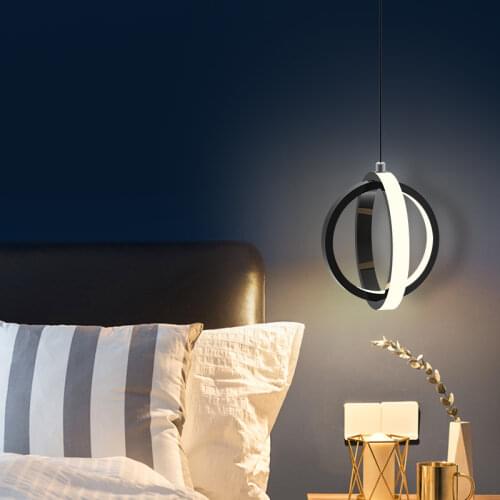 Modern Designer LED Pendant Lights The Double Rings Creative Hanging Lamp Bedside Bedroom Cafe Study Home Decor Light Fixtures