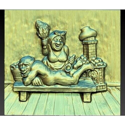 Old Couple STL Model for CNC Router 3D Printer Artcam Aspire Bas Relief