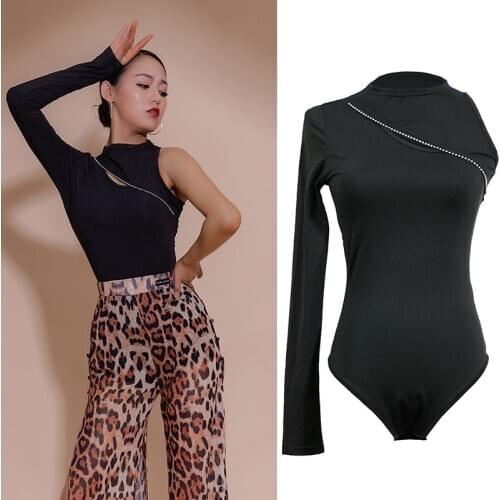 Fashion New Latin Dance Leotard Tops For Women Sexy Single Sleeve Bodysuit Standard Ballroom Salsa Samba Dancing Shirt DL6642