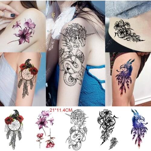 Waterproof Temporary Tattoo Stickers Sexy Mermaid Sea Animal Unicorn Dragon Fake Tatto Flash Tatoo Stickers Art for Women Men