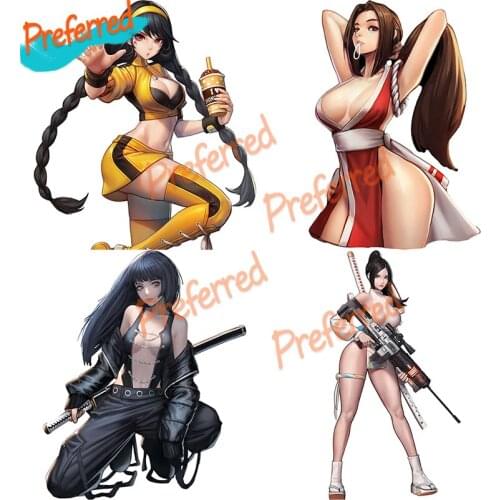 High Quality Sexy Fighter Anime Stickers Waifu Car Bike Motorcycle Decal Wall Sticker for Gabinete Gamer Car Stickers