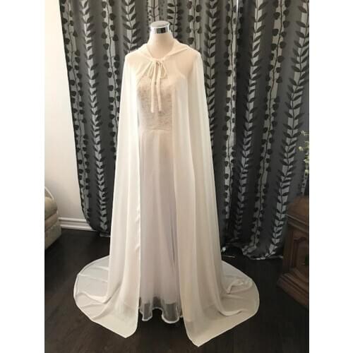 Formal occupations womens shawls hooded cloak train bride wedding shawl elegant chiffon long coat cape