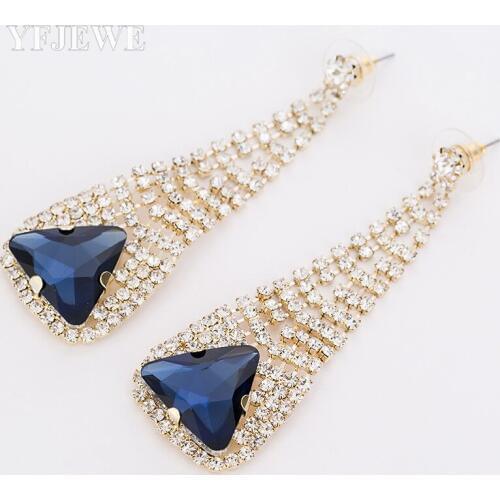 Vintage Style Women Luxury Big 2 Colors Stone Drop Earrings Trendy Lock Princess-cut Cubic Zirconia Crystal Stone Jewelry YFJEWE