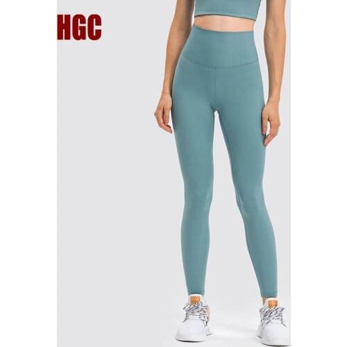 HGC Yoga Pants Women High Waist Naked-feel Fabric Soft Sports Capris Elastic Hip Lifting Fitness Leggings Squat Proof GYM Tights