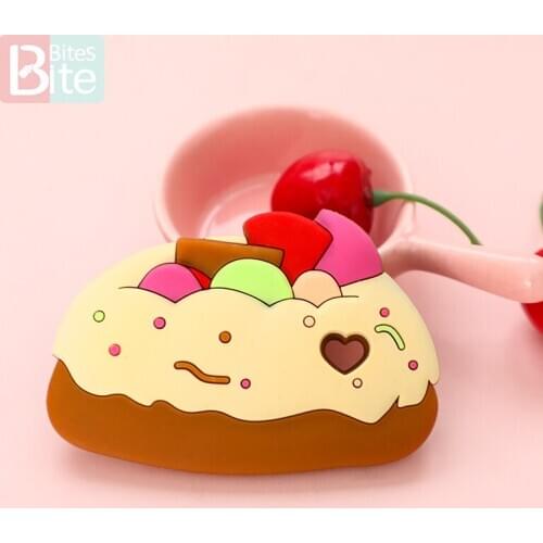 1pc Baby Teether Silicone Burger Food Grade Perle Silicone Chew Charms Pacifier Clip Chain Pendant Toddler Toys ChildrenS Goods