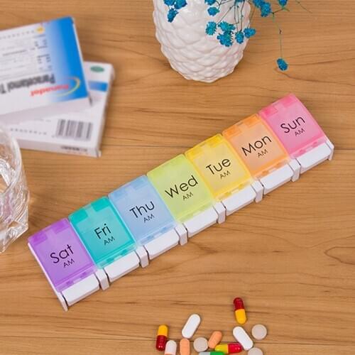 1PCS Medicine Weekly 7 Days Tablet Push-type Bouncing Pill Box Holder Storage Organizer Container Cases