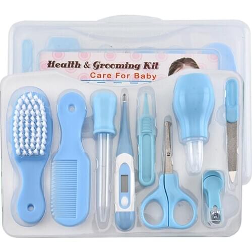 10Pcs/Set Baby Kids Nail Hair Health Care Thermometer Nose Cleaner Toothbrush Safety Tools Newborn Grooming Brush Kit Baby Care