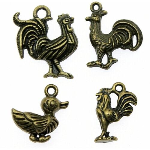 10pcs Charms Cock Antique Bronze Color Duck Charms Pendants Vintage Cock And Duck Charms Wholesale