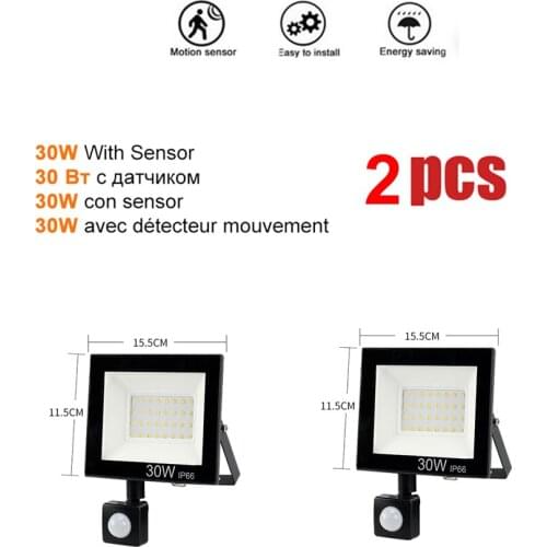 2 pcs 220V 10-100W LED FloodLight Spotlight Exterior Street wall reflector LED light PIR Motion Sensor Light Waterproof Energy S