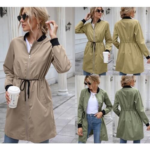 2020 Hirigin Spring/Autumn Women Outdoor Dust Coat, Autumn Long Sleeve Stand Collar Cardigan with Slant Pocket Drawstring