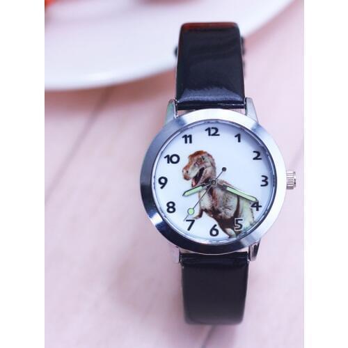 2018 famous children boys cute cool cartoon dinosaur quartz gift watches kids sports luminous hands leather clock montre enfant