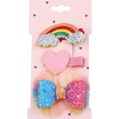 3pcs Baby Girls Hair Accessories Cartoon Bow Cloud Cute Hairpins Kids Crown Hairgrips Kawaii Headwear Infants Children Barrettes