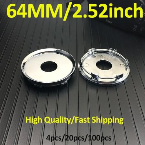 Car Styling Chrome 64MM 2.52INCH Wheel Center Caps Covers 6.4CM Wheel Hub Caps Auto Acceoosry Wholesale
