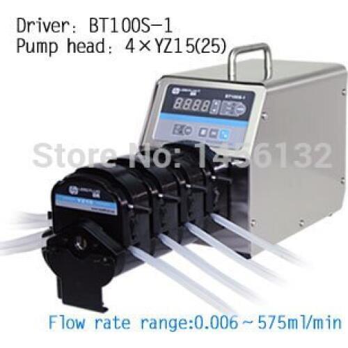 BT100S-1 4 X YZ25 variable speed Chemical Industrial Doing Tubing Liquid peristaltic Pump head 0.16~420 ml/min