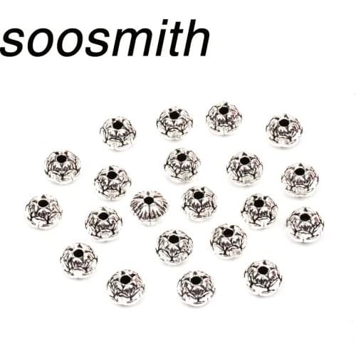30 pcs 5x8mm metal Flower Beads Zinc Alloy Metal Spacer Beads For DIY Bracelet Necklace Jewelry Findings Making