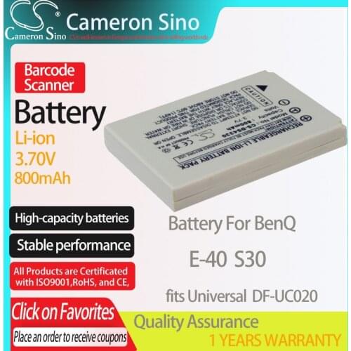 CameronSino Battery for BenQ E-40 S30 fits Universal DF-UC020 camera battery 800mAh 3.70V Li-ion Dark Grey