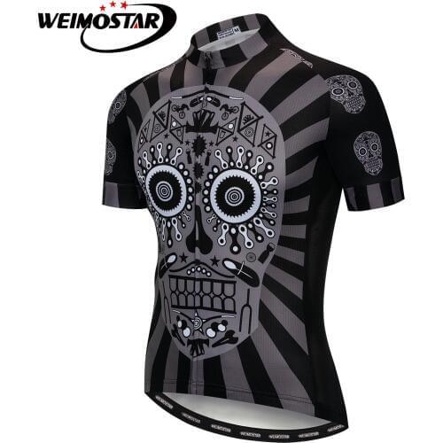 Black Skull Summer Cycling Jersey Short Sleeve MTB Clothes Wear Maillot Men Bike Jerseys Ropa ciclismo Bicycle Clothing Shirts