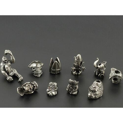 DIY Orangutan White Knife Beads Brass Owl Beads Umbrella Rope Pendant Silvery Copper Paracord Bead